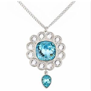 Swarovski Azore Pendant Medium Necklace -Turquoise Crystal Halo